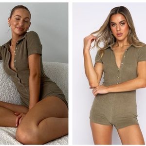 Golden Light Terry Playsuit Khaki